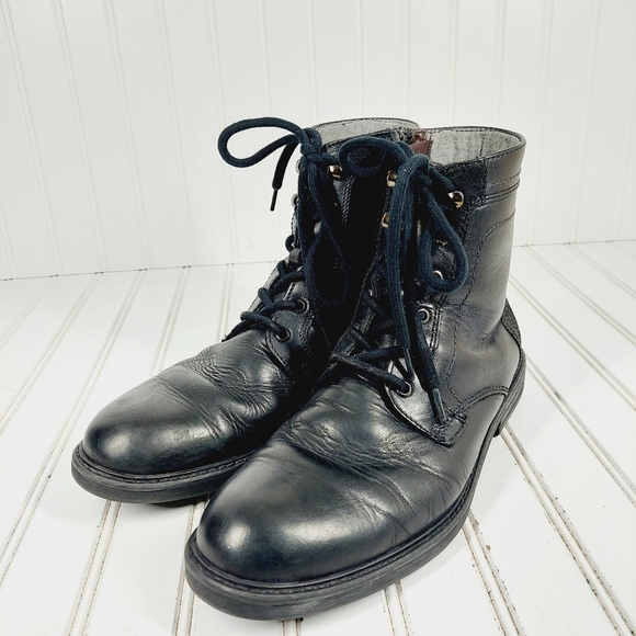 Flexi Knight Black Leather Lace Up Round Toe Boots K176 - Picture 2 of 12